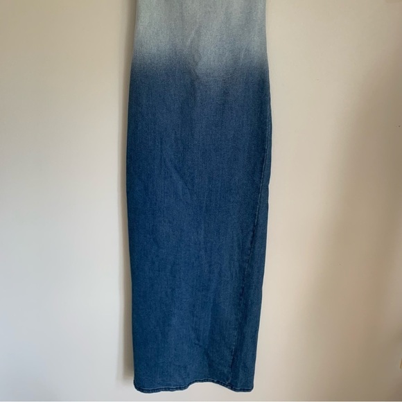 F21 womens denim ombré tube maxi dress blue size medium - Picture 7 of 8